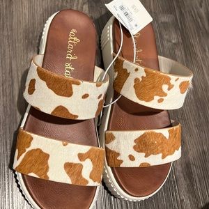 Brand new cow print platforms